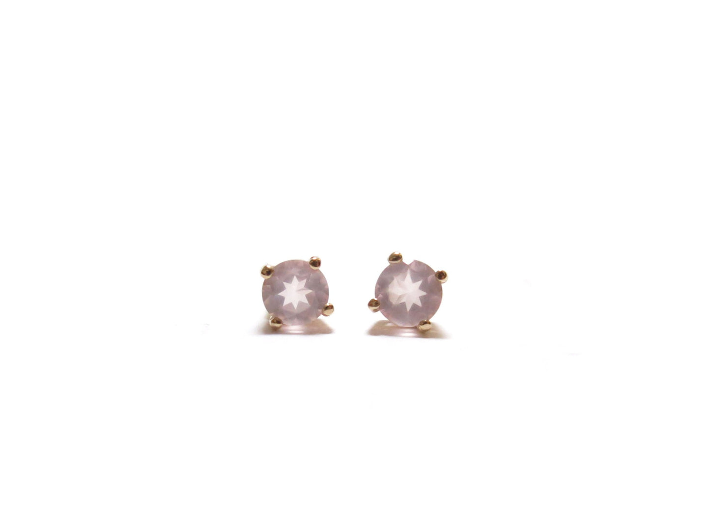 14K ROSE QUARTZ STUDS