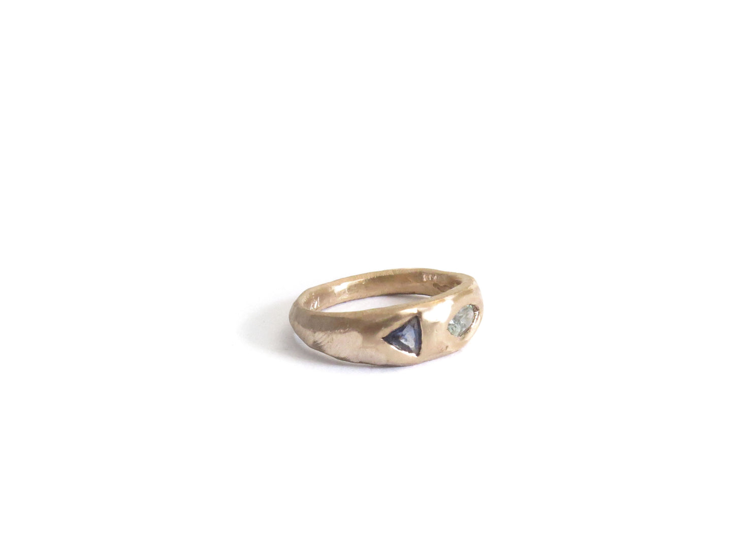 14K SAPPHIRE & SAPPHIRE RING