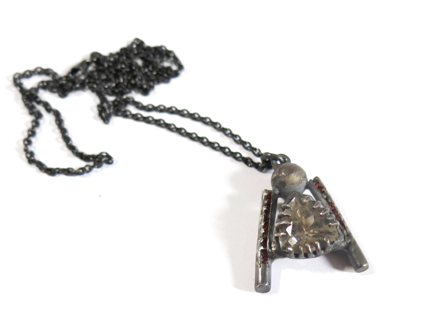 SMOKEY QUARTZ + GARNET PENDANT