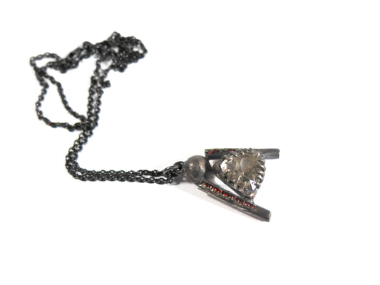 SMOKEY QUARTZ + GARNET PENDANT