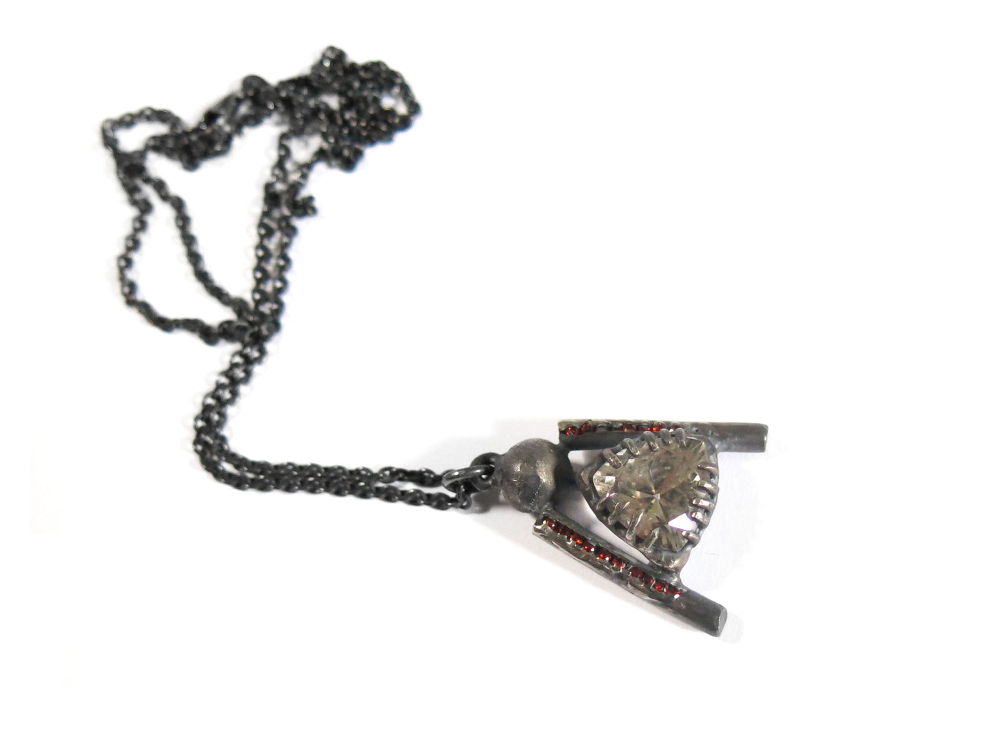 SMOKEY QUARTZ + GARNET PENDANT