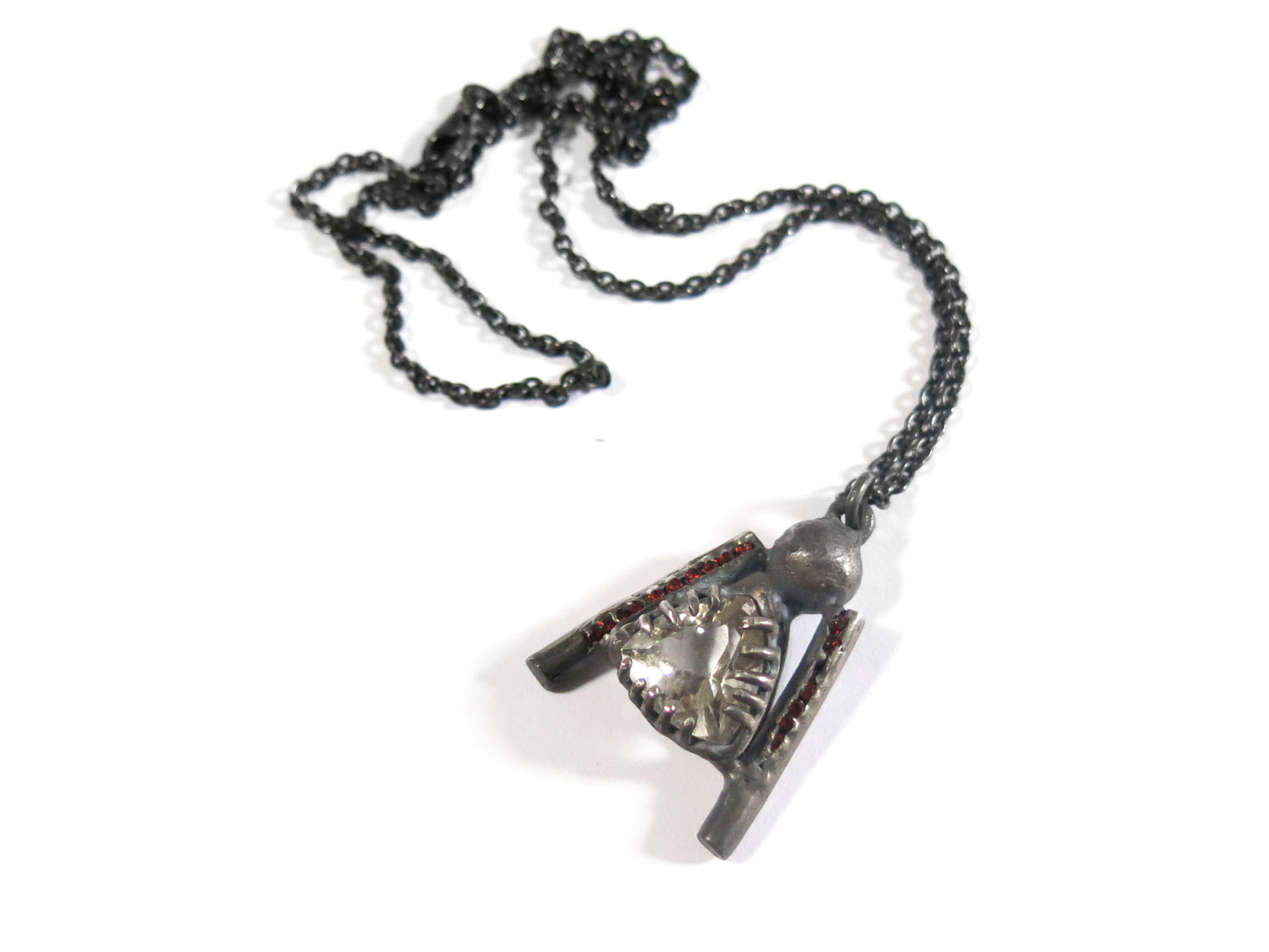 SMOKEY QUARTZ + GARNET PENDANT
