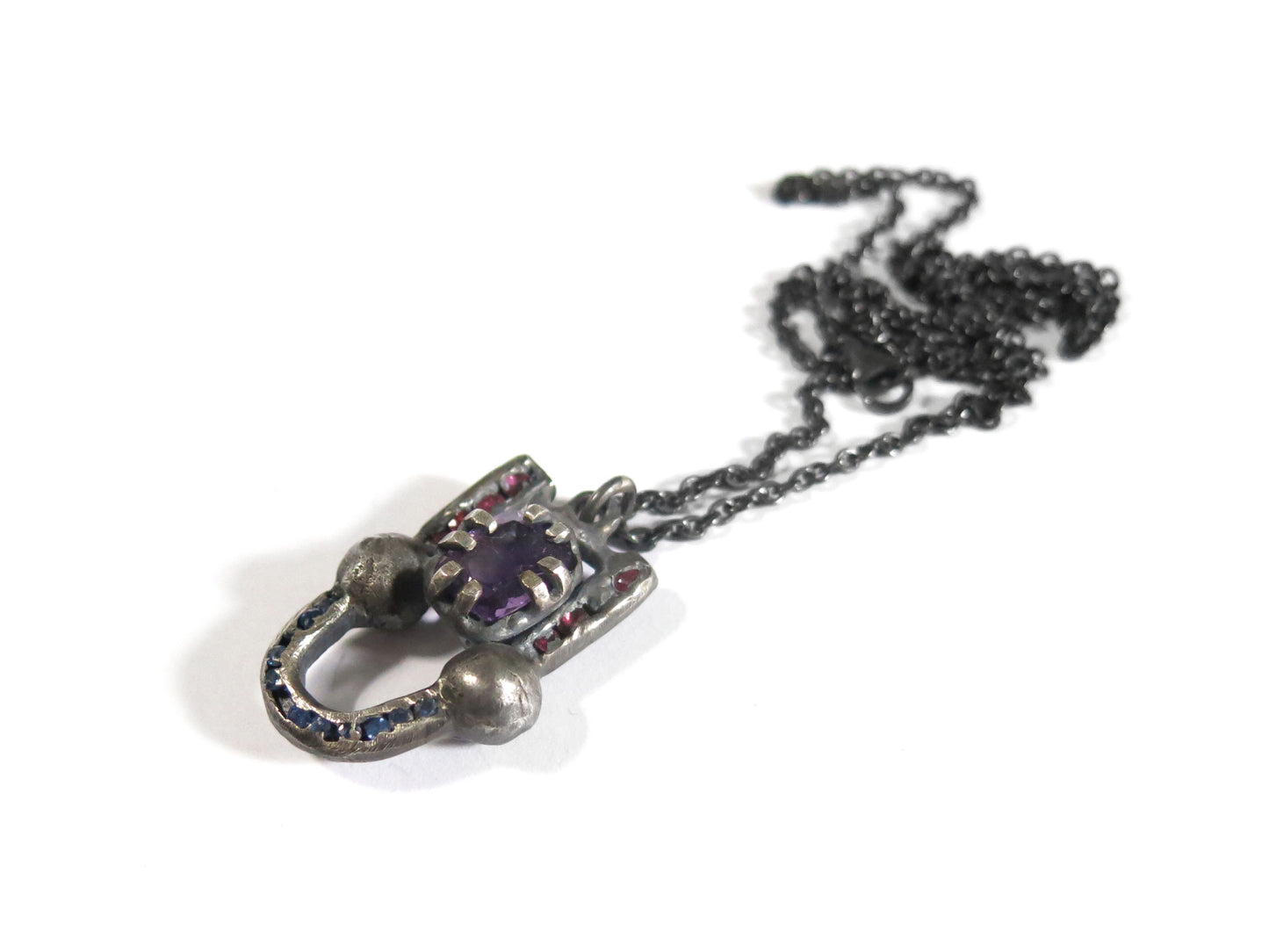 AMETHYST + RUBIES + SAPPHIRES PENDANT