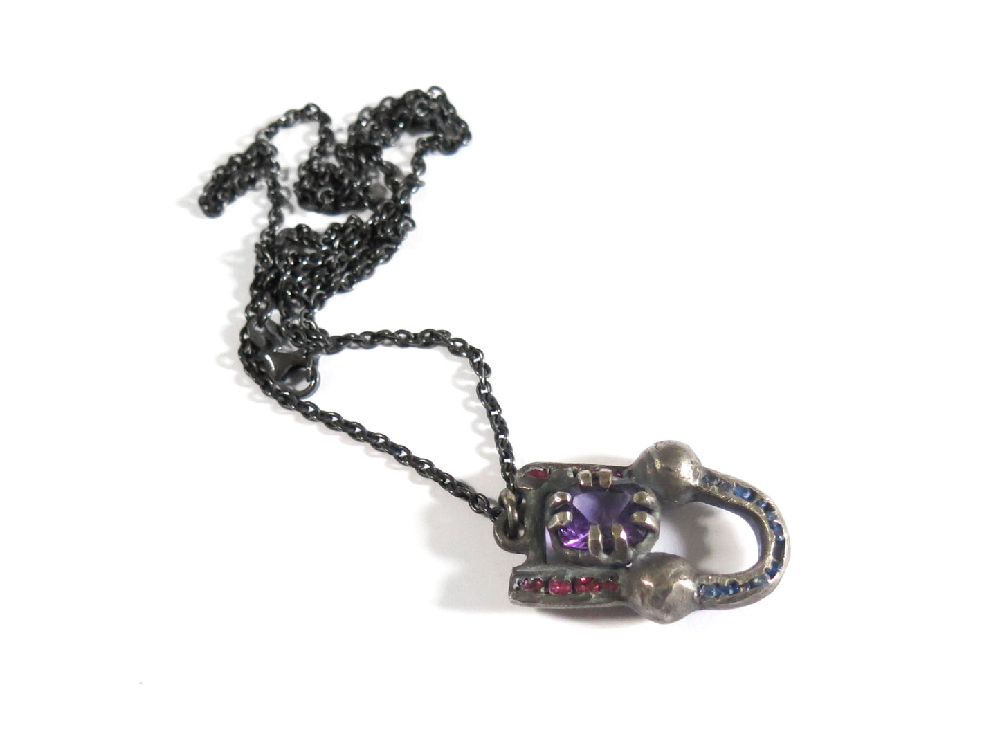 AMETHYST + RUBIES + SAPPHIRES PENDANT