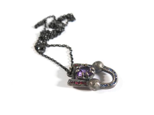 AMETHYST + RUBIES + SAPPHIRES PENDANT
