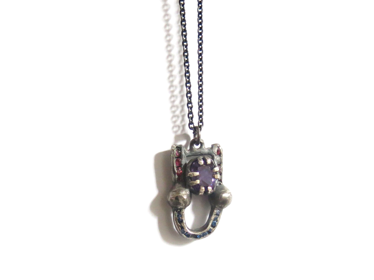 AMETHYST + RUBIES + SAPPHIRES PENDANT