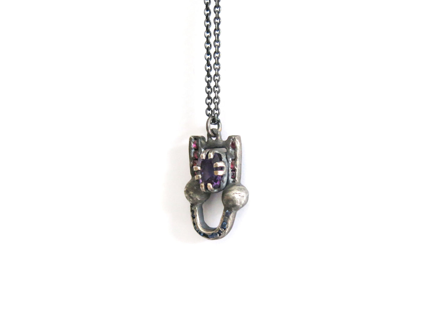 AMETHYST + RUBIES + SAPPHIRES PENDANT