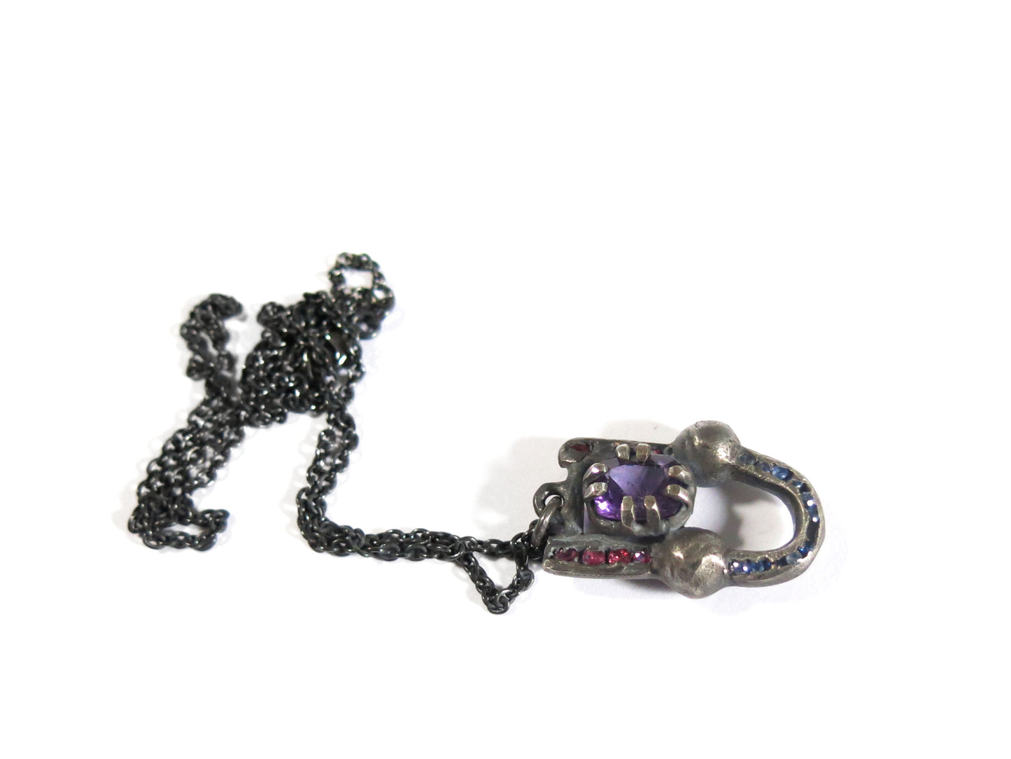 AMETHYST + RUBIES + SAPPHIRES PENDANT