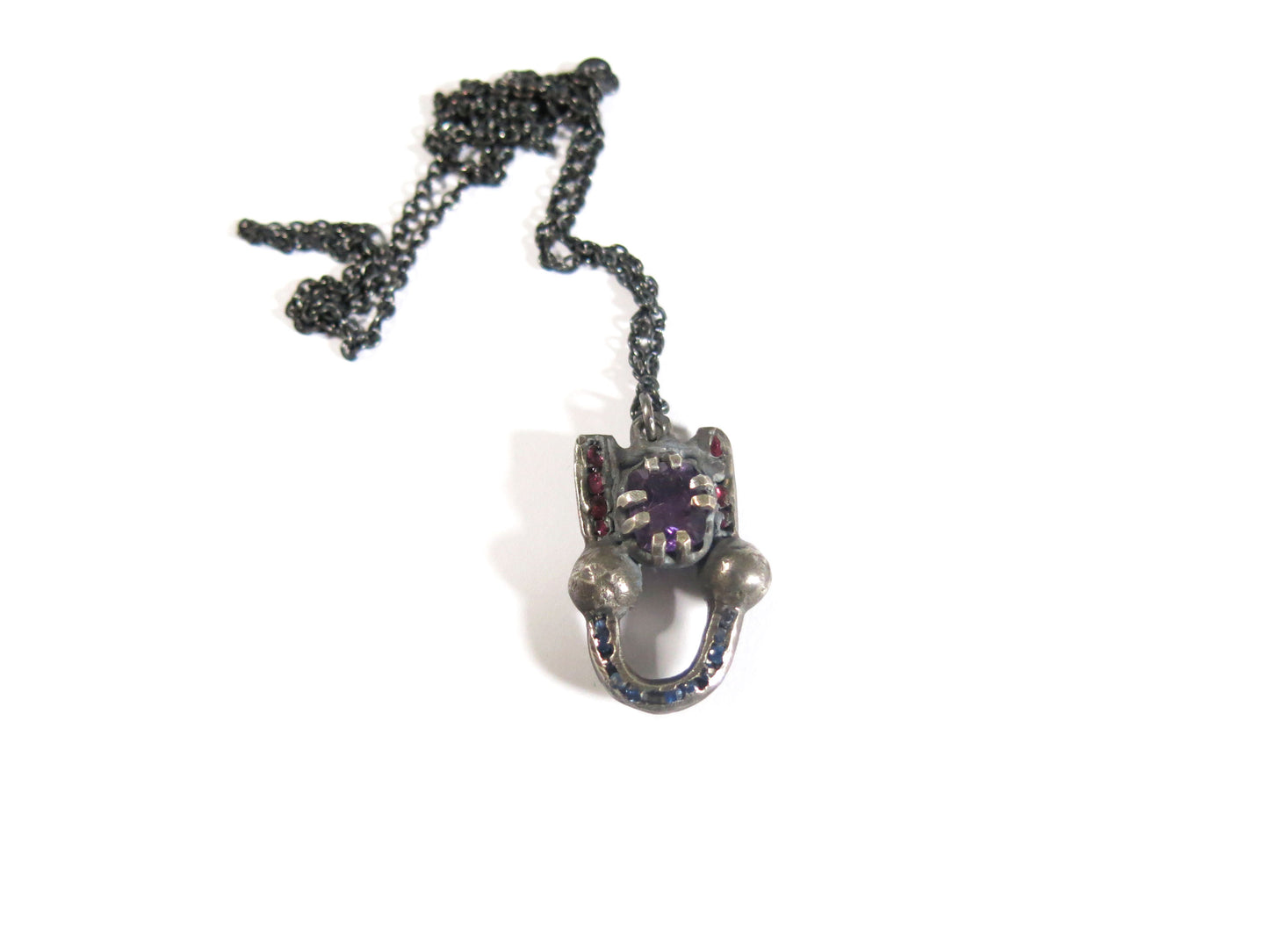 AMETHYST + RUBIES + SAPPHIRES PENDANT