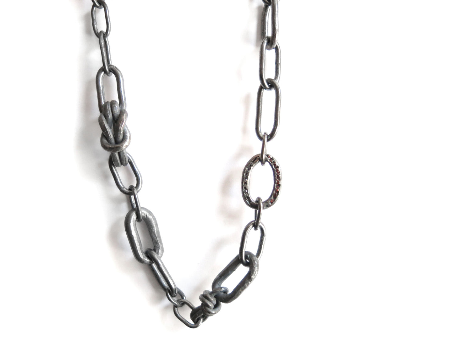 SAPPHIRES & GARNET MIX KNOT CHAIN
