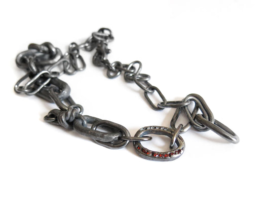 SAPPHIRES & GARNET MIX KNOT CHAIN