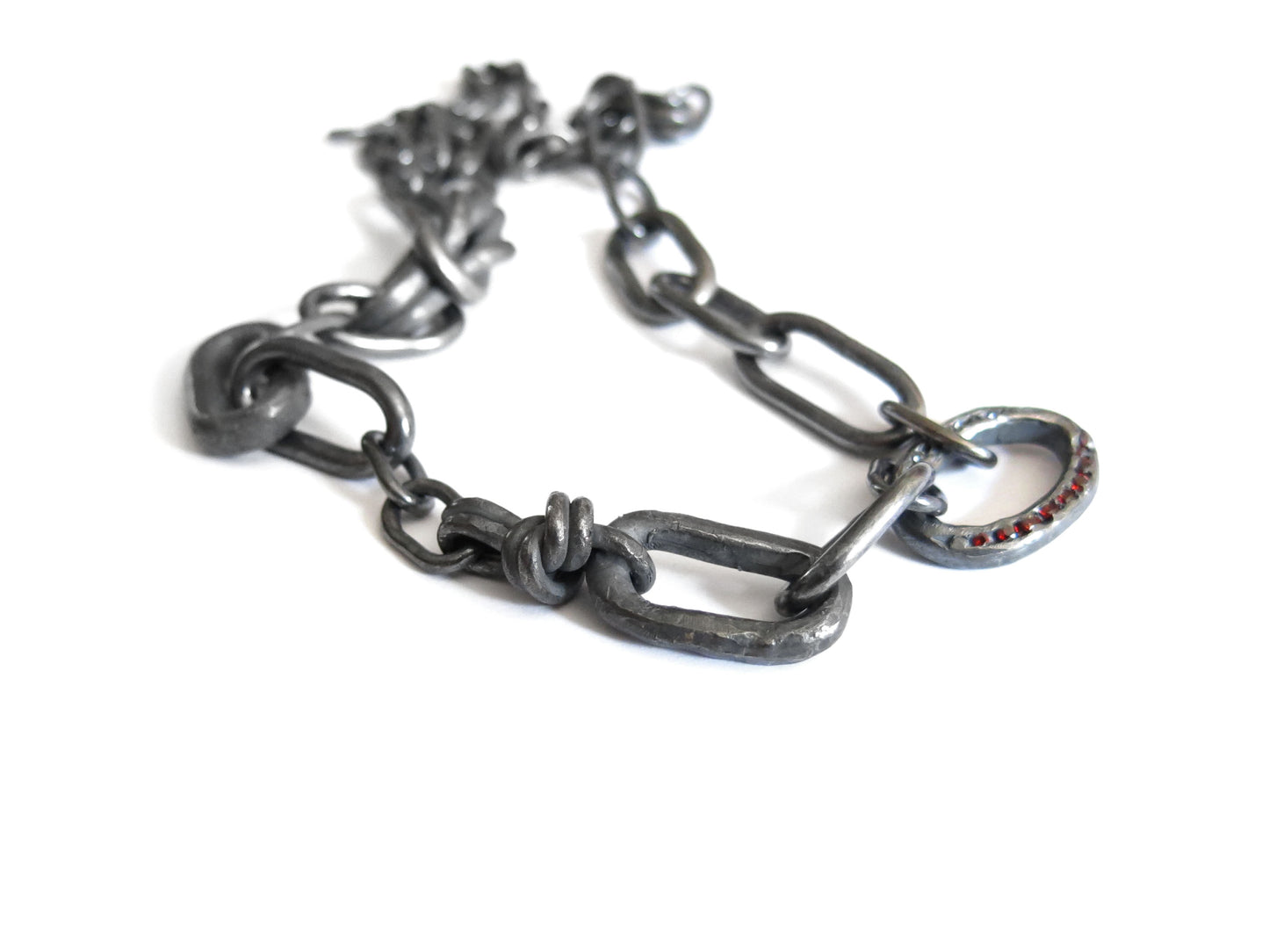 SAPPHIRES & GARNET MIX KNOT CHAIN