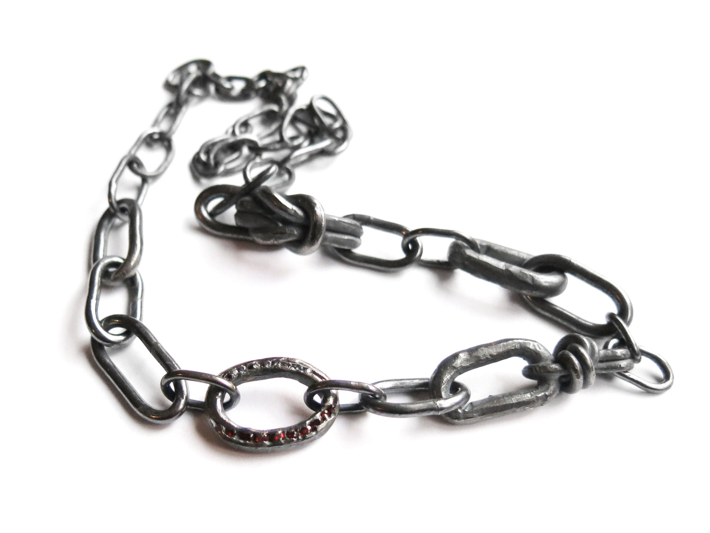 SAPPHIRES & GARNET MIX KNOT CHAIN
