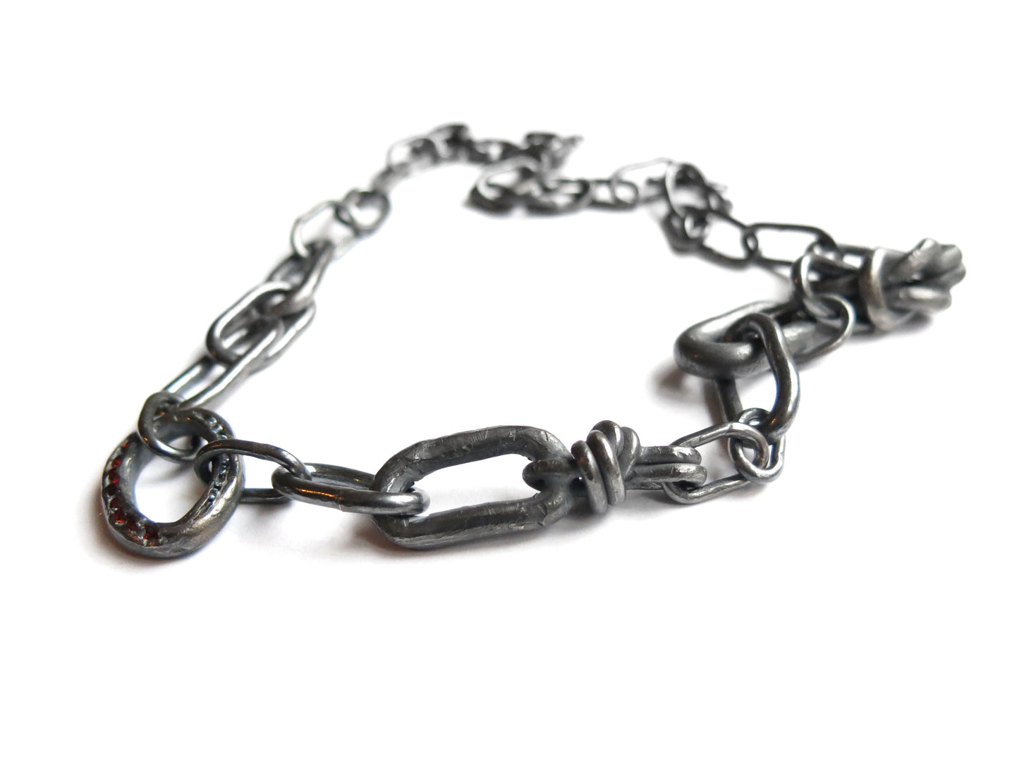 SAPPHIRES & GARNET MIX KNOT CHAIN