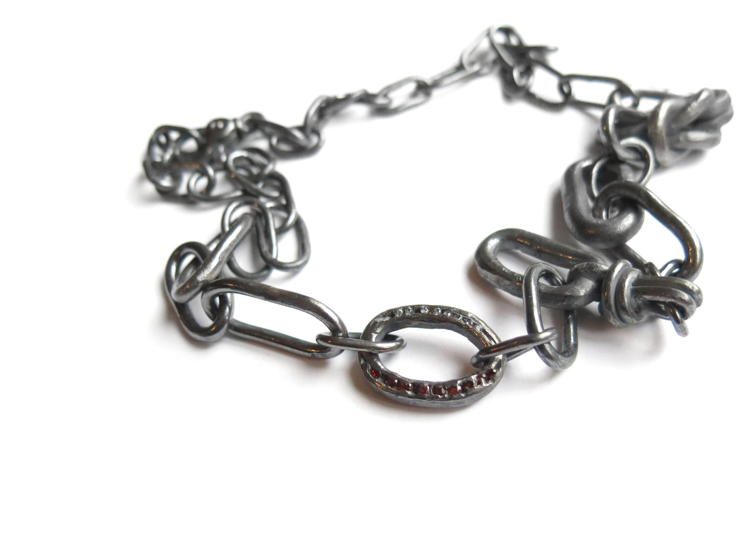SAPPHIRES & GARNET MIX KNOT CHAIN