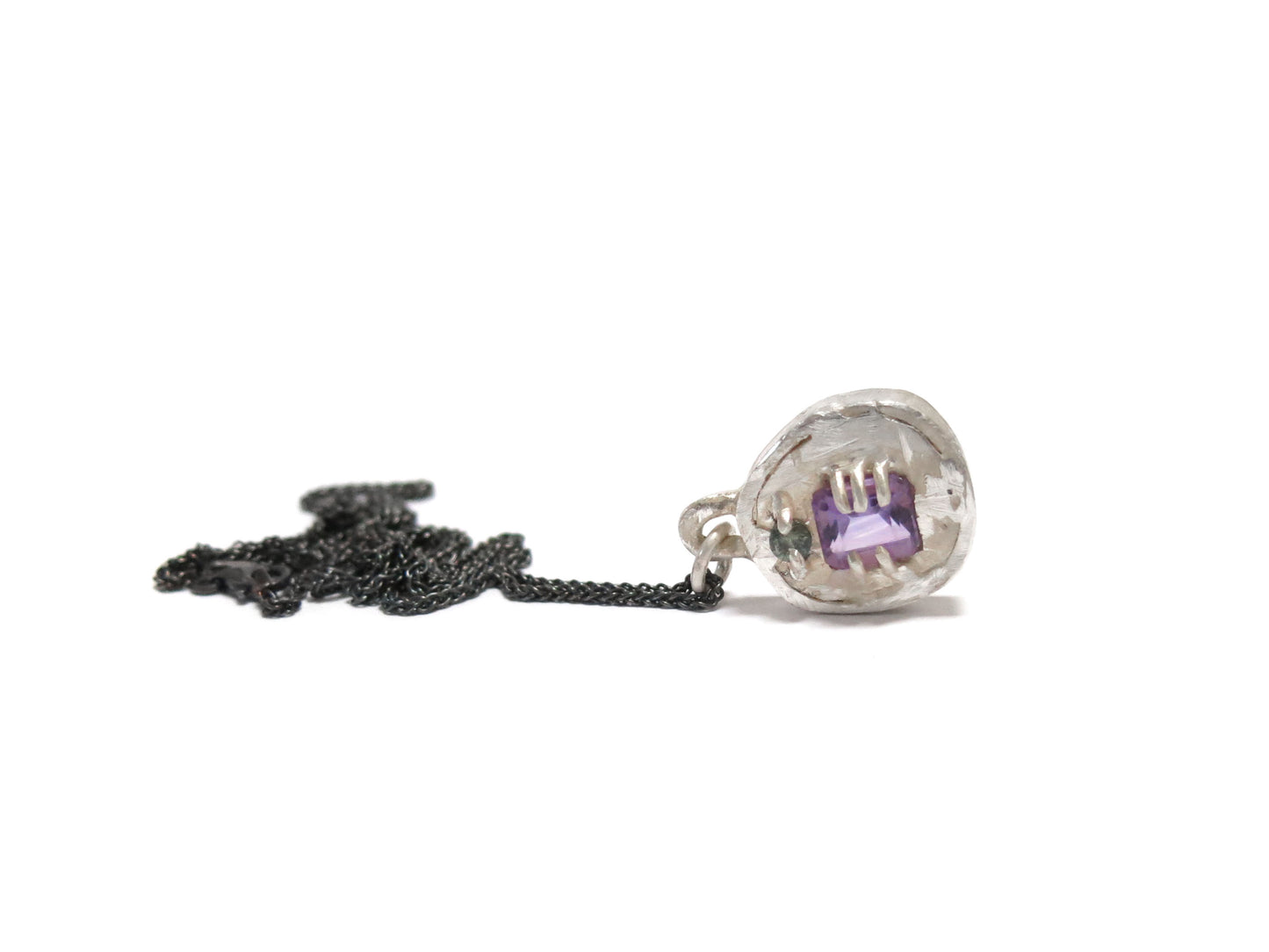 AMETHYST + GREEN SAPPHIRE PENDANT