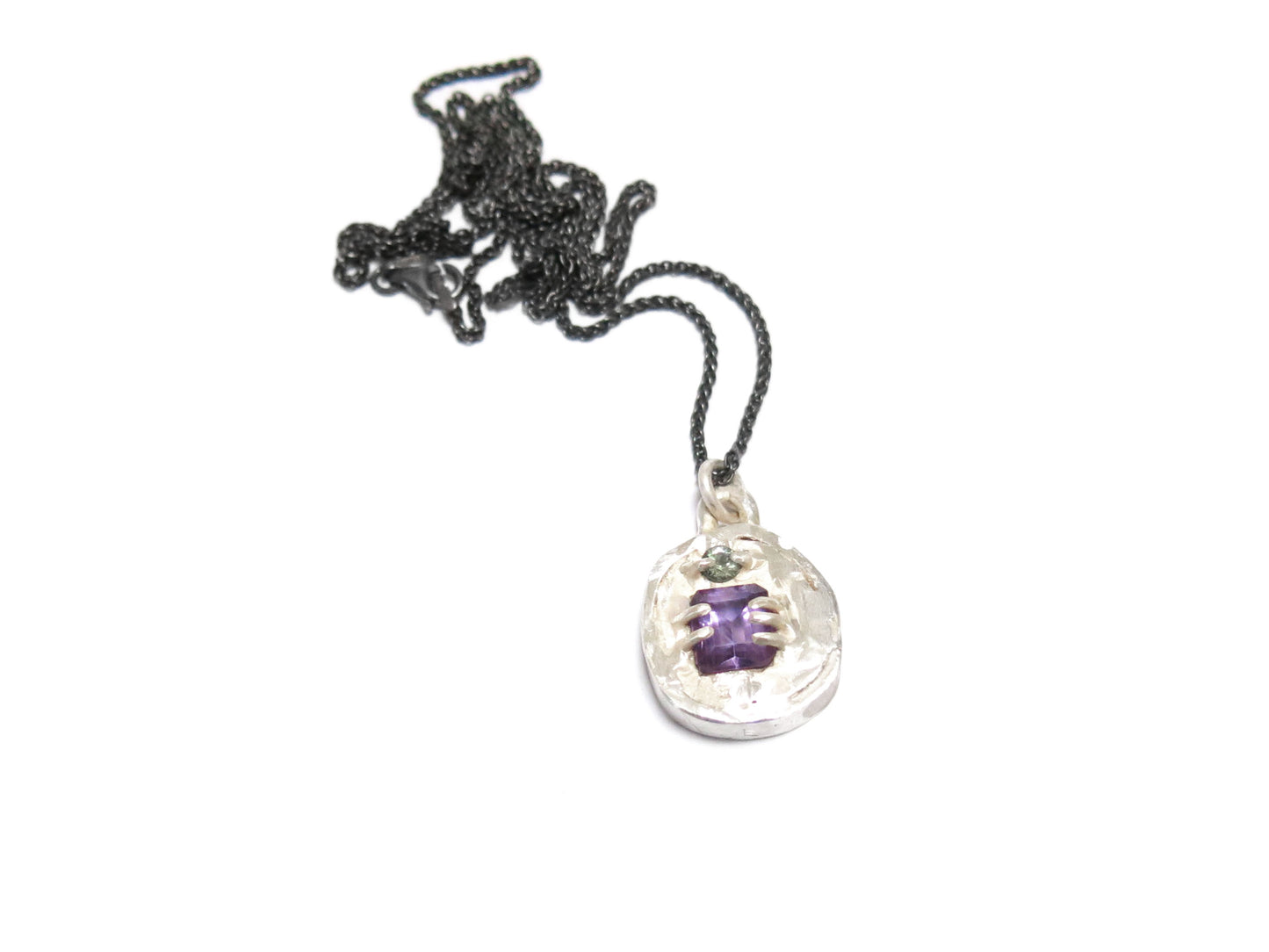 AMETHYST + GREEN SAPPHIRE PENDANT