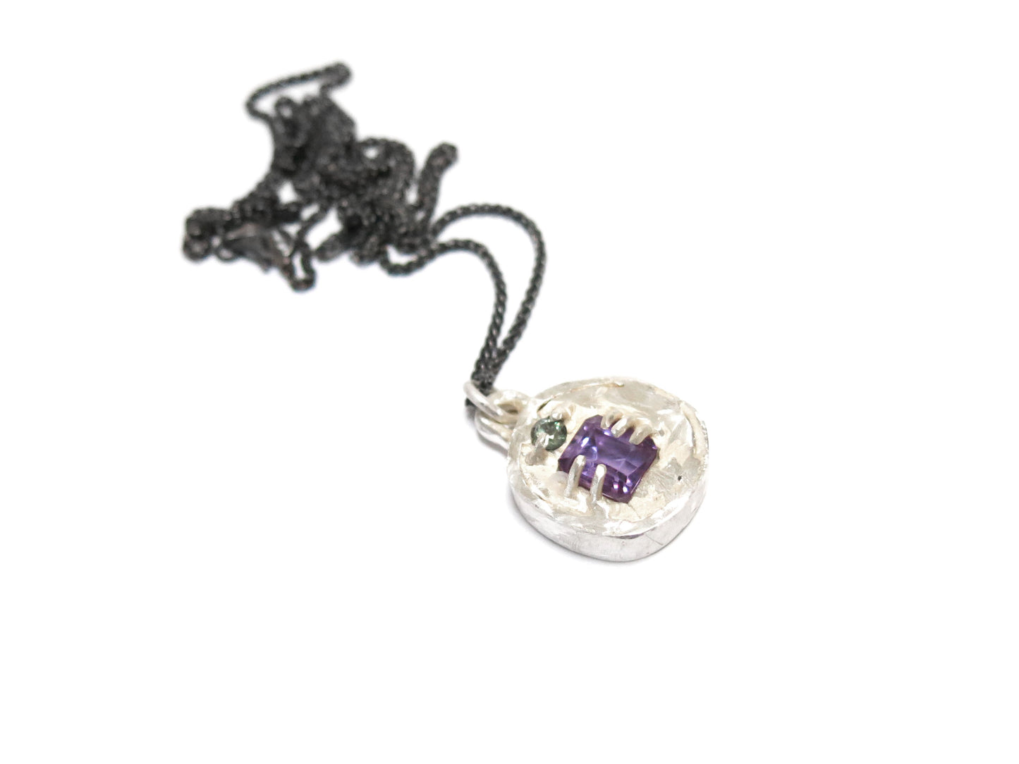 AMETHYST + GREEN SAPPHIRE PENDANT