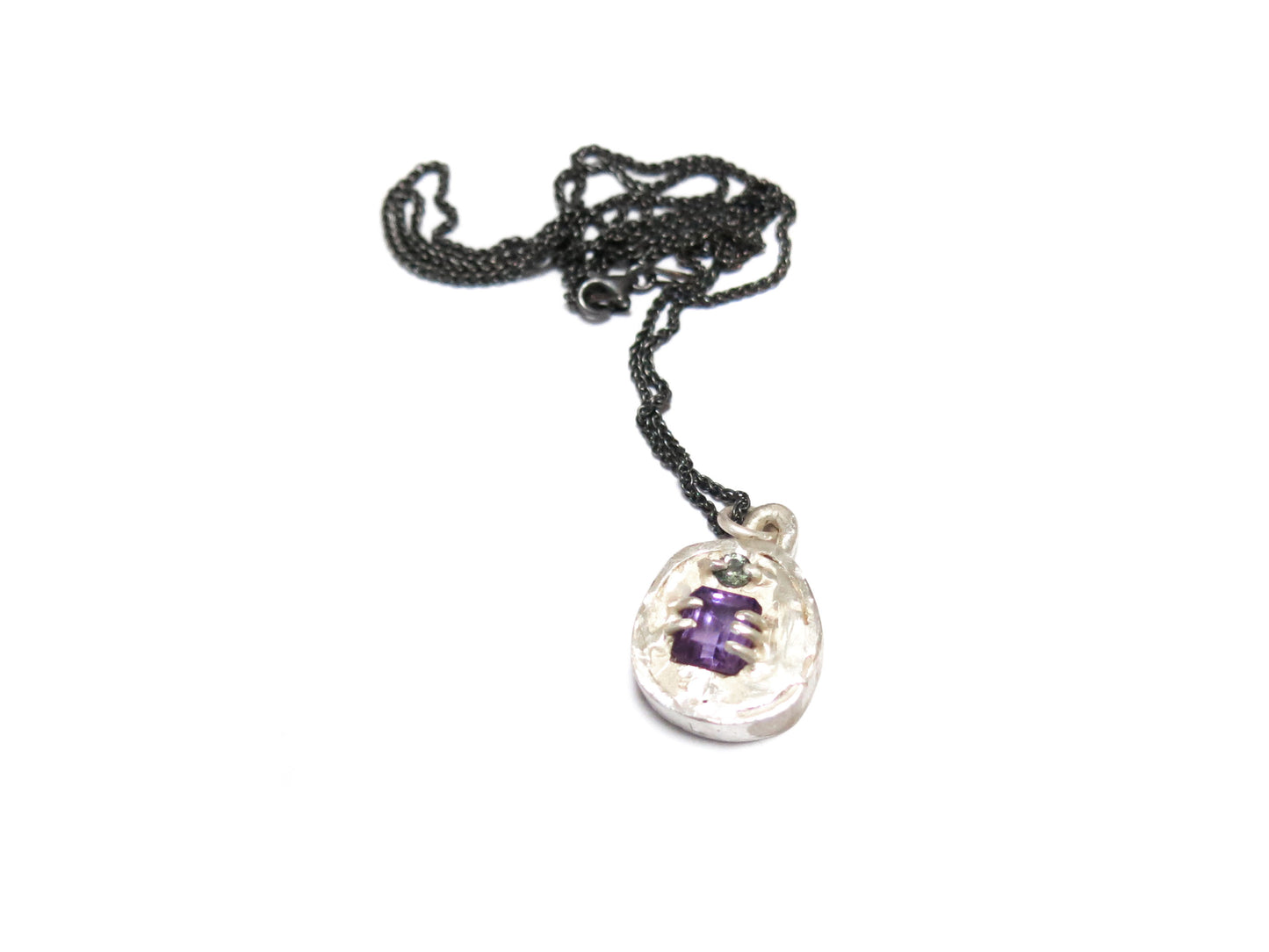 AMETHYST + GREEN SAPPHIRE PENDANT
