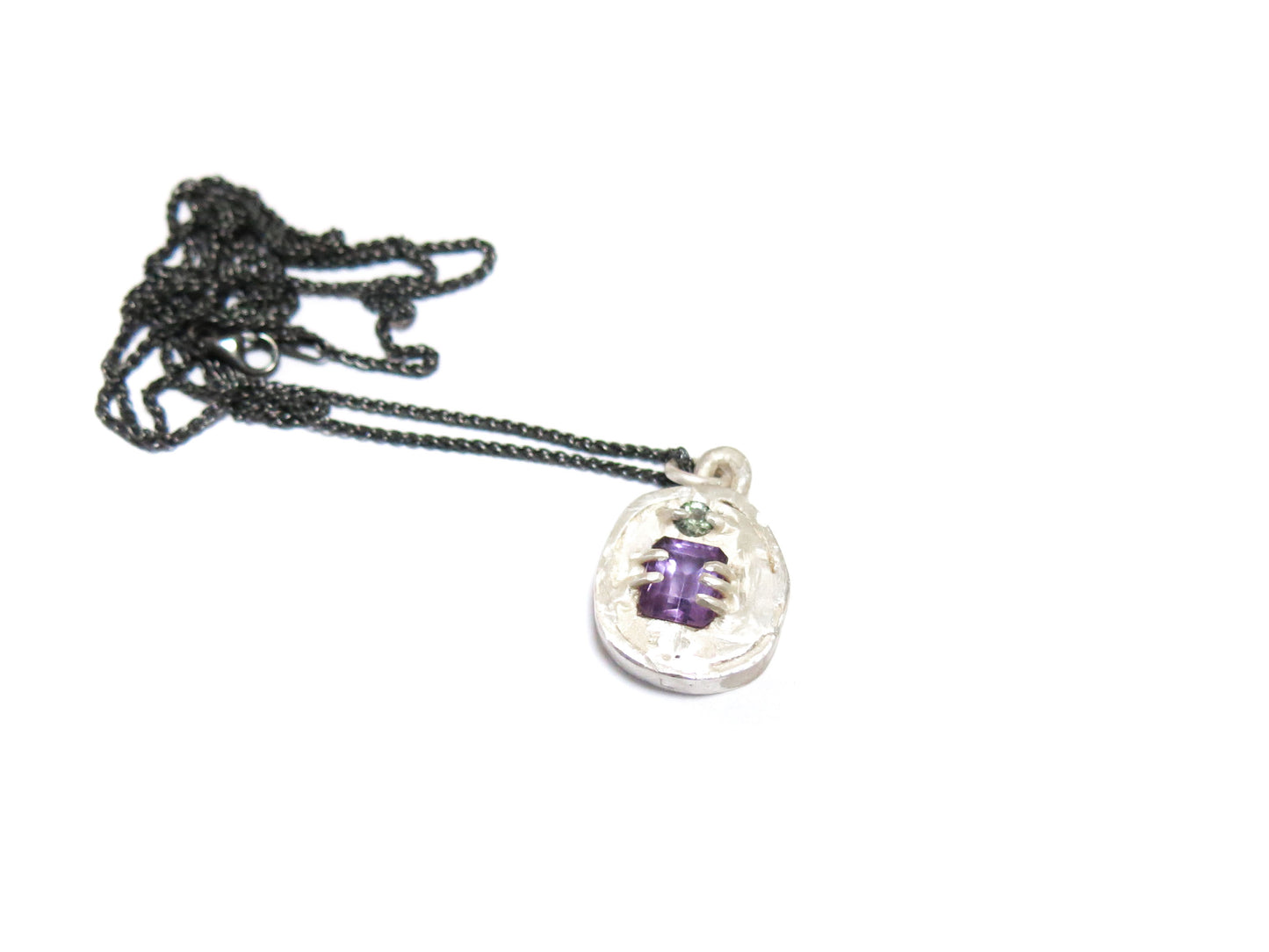 AMETHYST + GREEN SAPPHIRE PENDANT