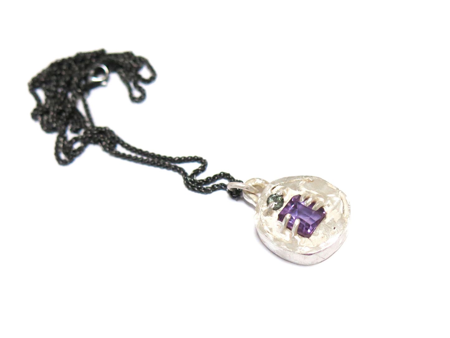 AMETHYST + GREEN SAPPHIRE PENDANT