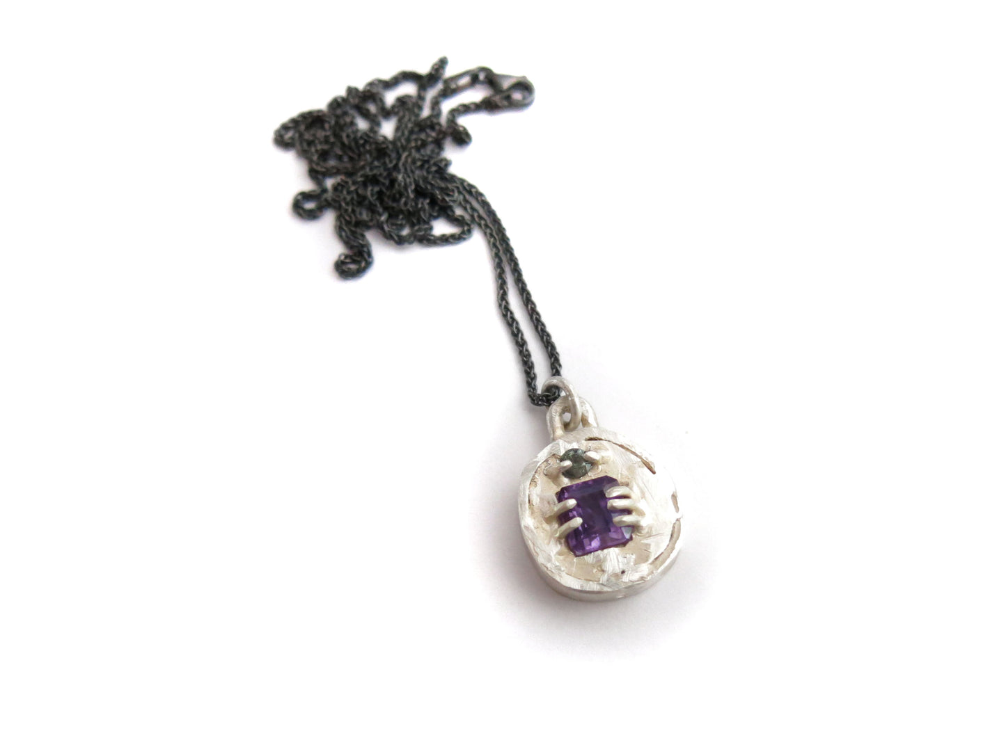 AMETHYST + GREEN SAPPHIRE PENDANT