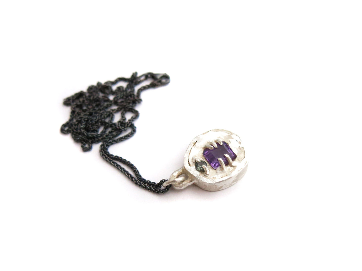 AMETHYST + GREEN SAPPHIRE PENDANT