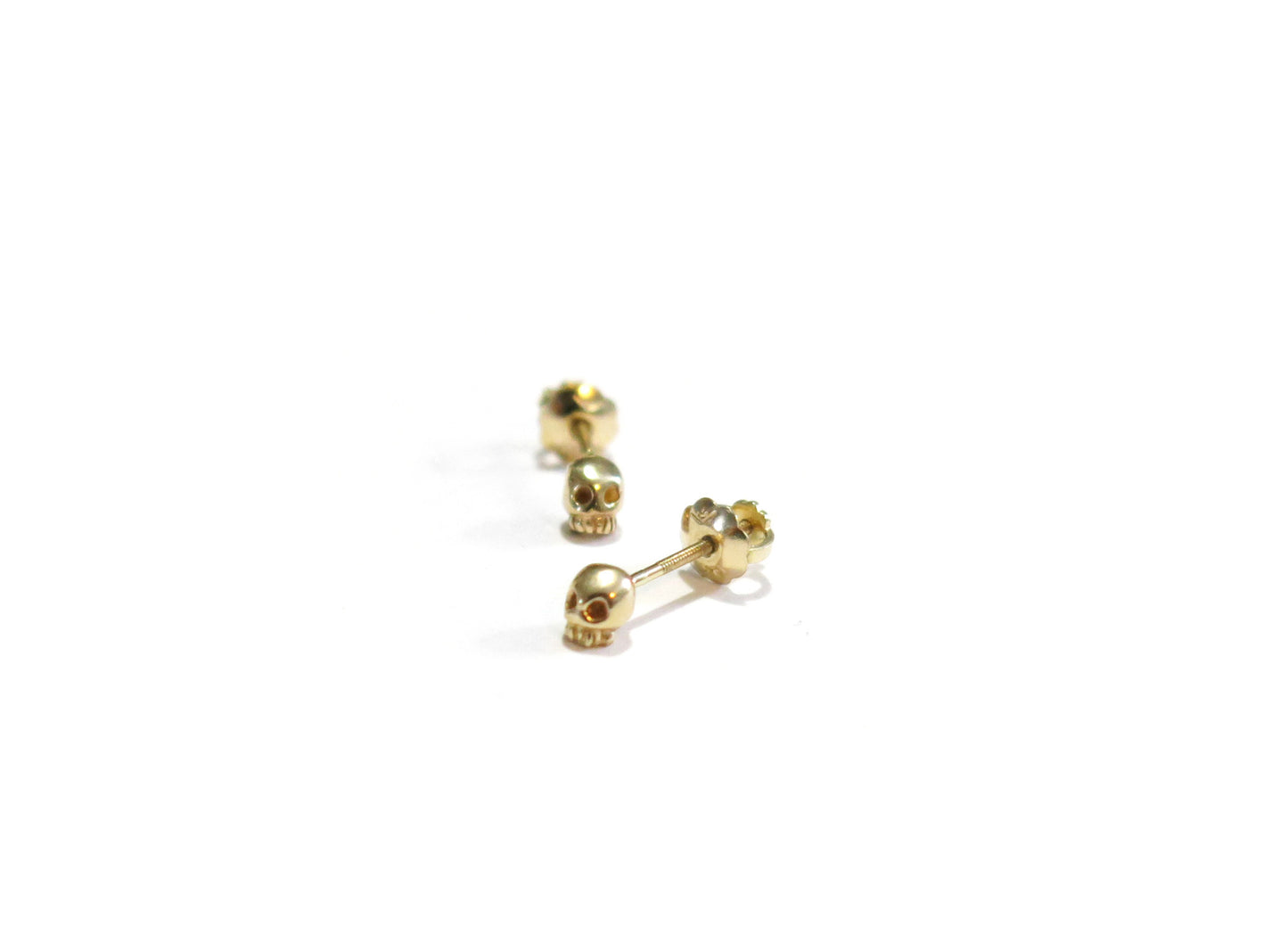 MICRO SKULL STUDS - 14K GOLD - elaine ho - 3