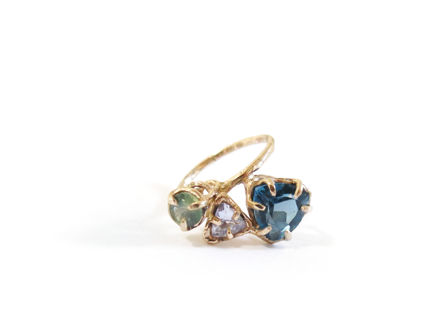 14K TOPAZ & SAPPHIRE & SAPPHIRE RING
