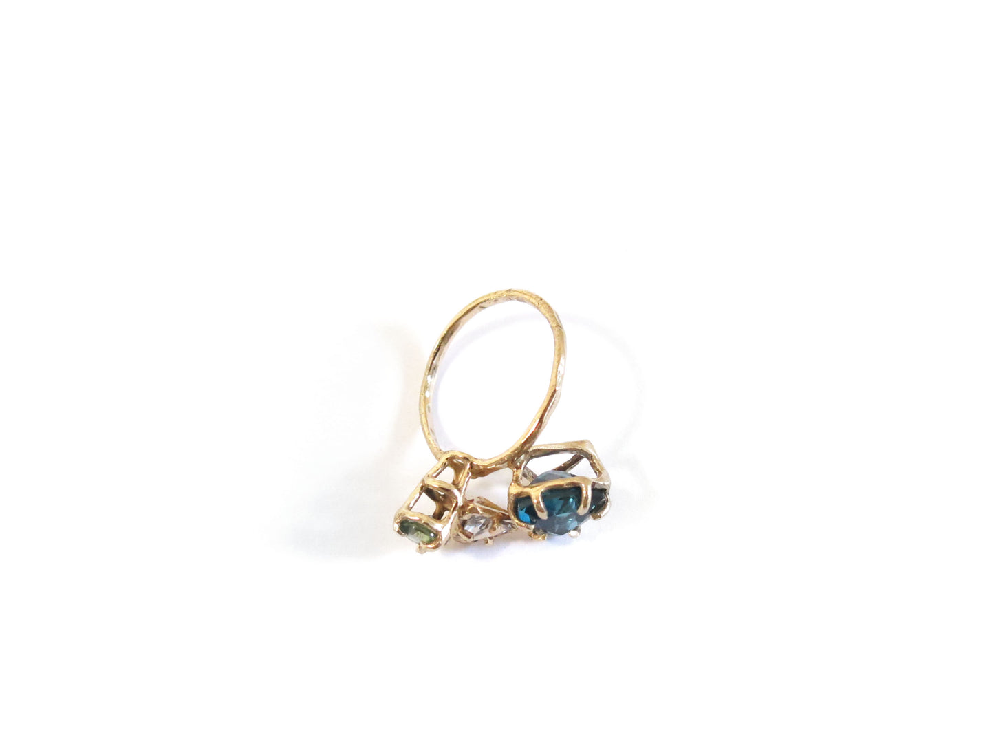 14K TOPAZ & SAPPHIRE & SAPPHIRE RING