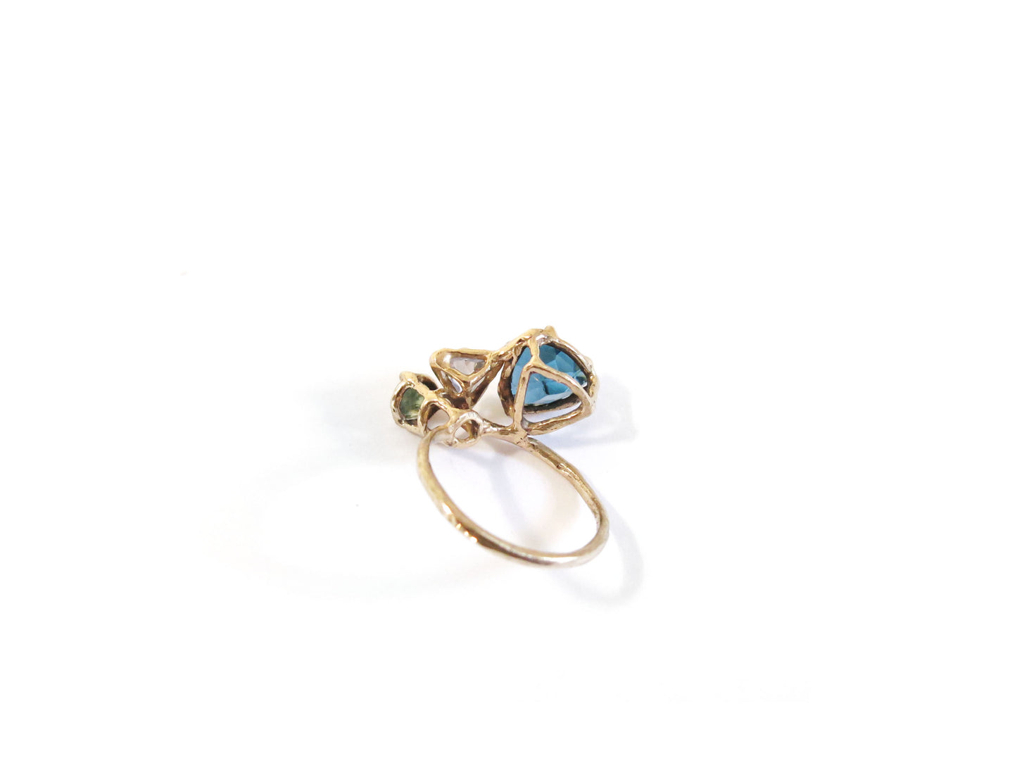 14K TOPAZ & SAPPHIRE & SAPPHIRE RING