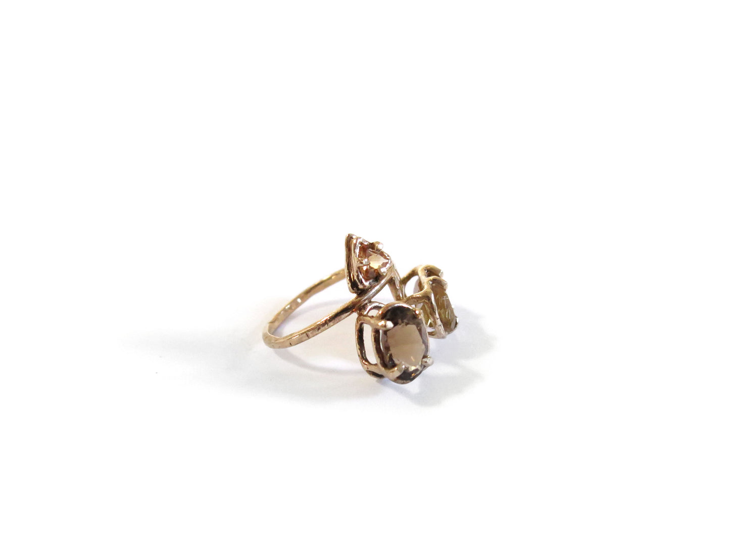 14K SMOKEY QUARTZ & SPESSARTINE GARNET & RUTILATED QUARTZ
