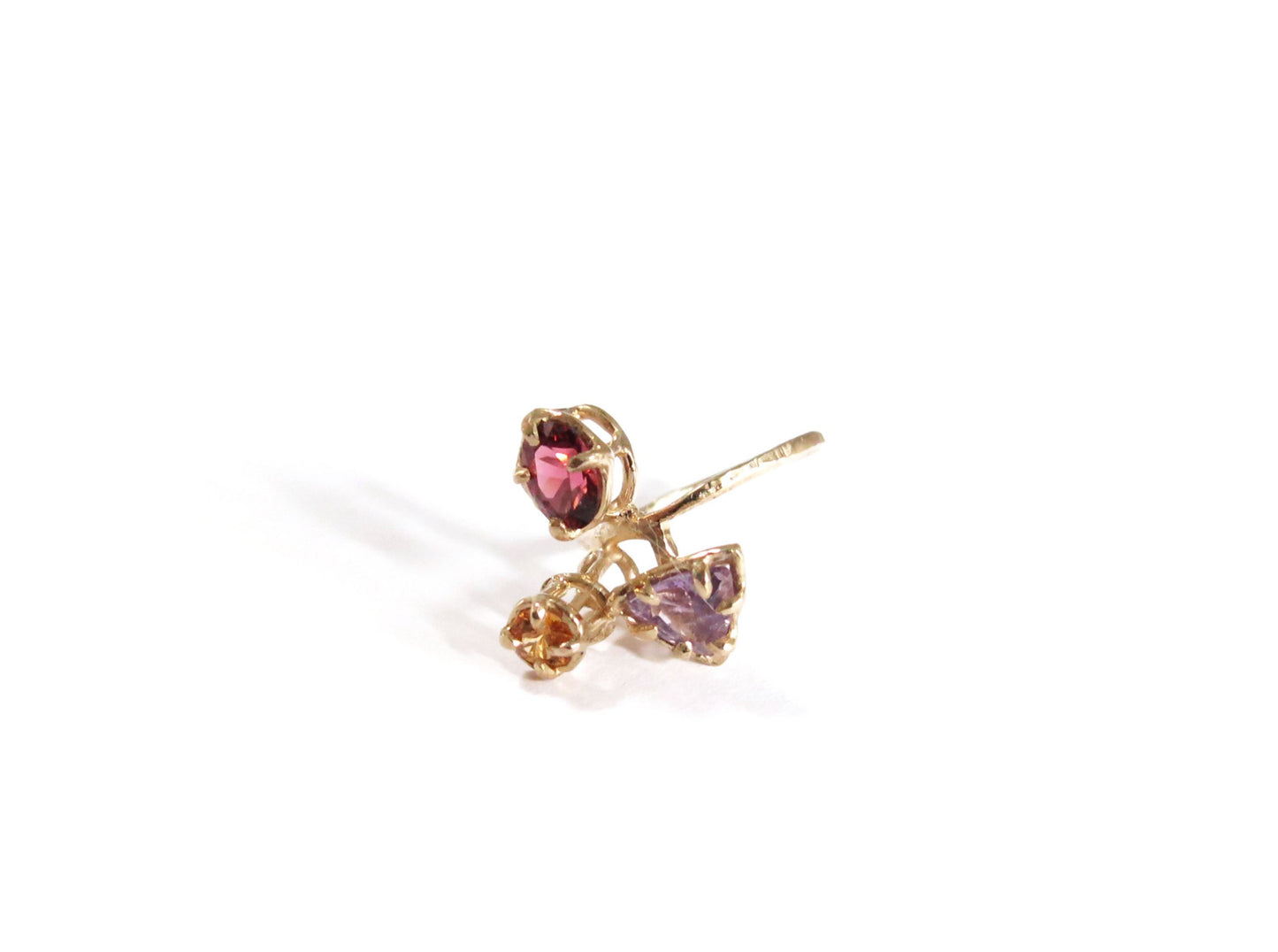 14K AMETHYST & SPESSARTINE GARNET & GARNET RING