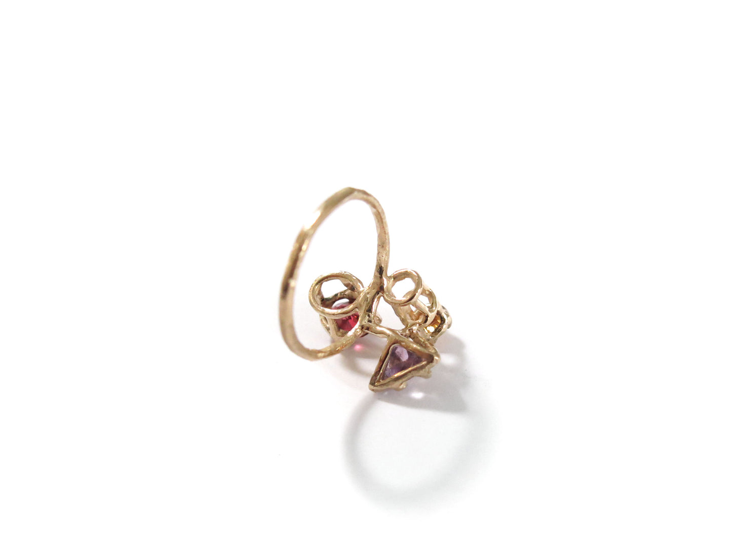 14K AMETHYST & SPESSARTINE GARNET & GARNET RING