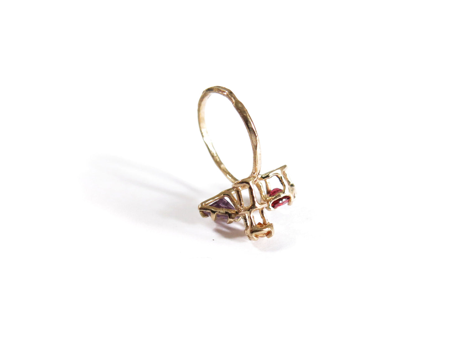 14K AMETHYST & SPESSARTINE GARNET & GARNET RING