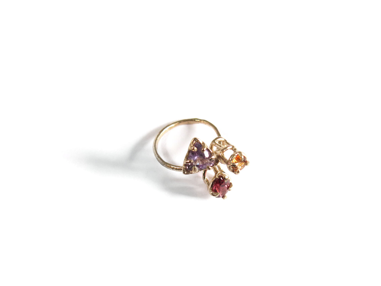 14K AMETHYST & SPESSARTINE GARNET & GARNET RING