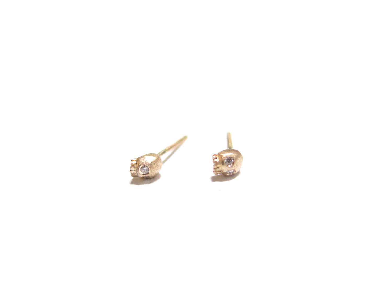 14K MICRO SKULL STUDS - DIAMOND EYES