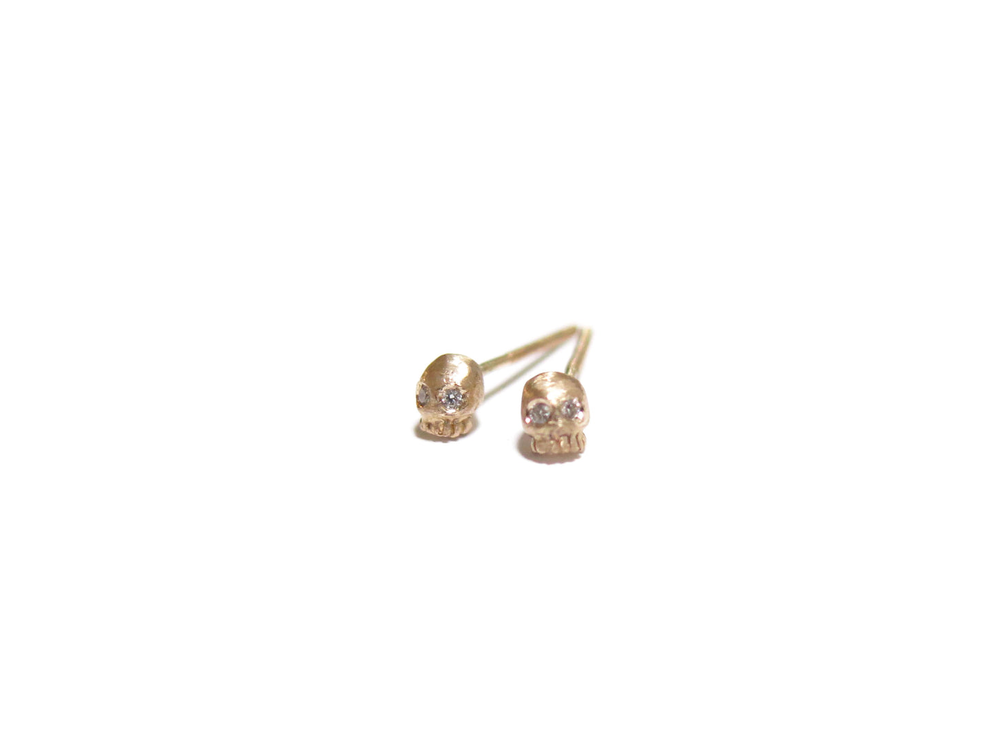 14K MICRO SKULL STUDS - DIAMOND EYES