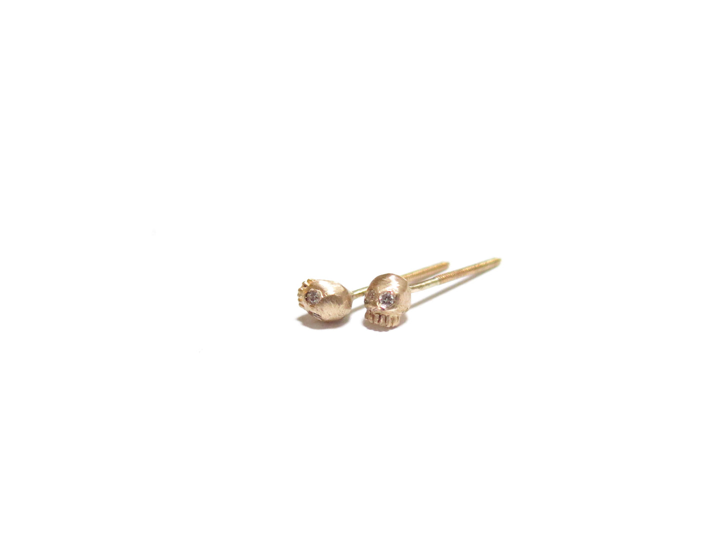 14K MICRO SKULL STUDS - DIAMOND EYES