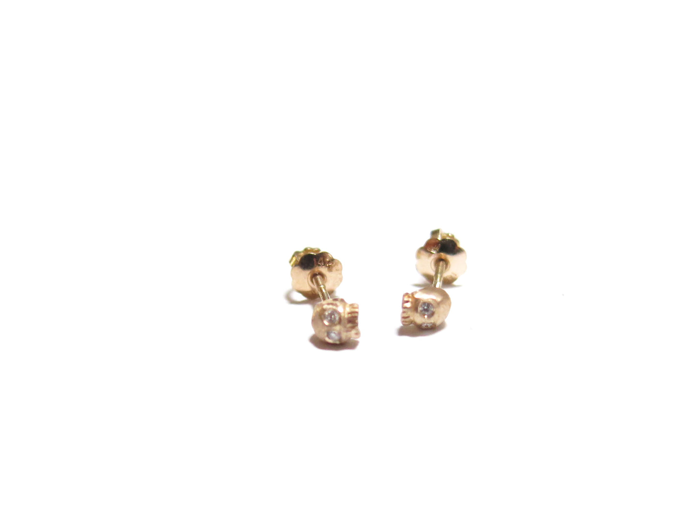 14K MICRO SKULL STUDS - DIAMOND EYES