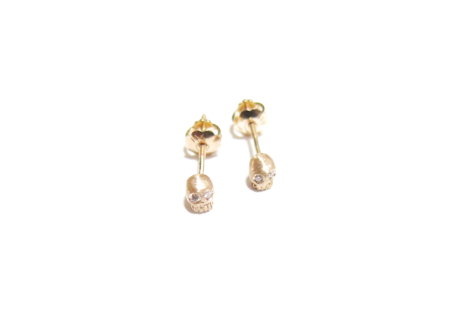 14K MICRO SKULL STUDS - DIAMOND EYES
