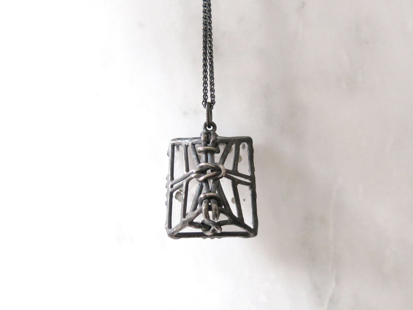 VERY BIG PYRITE QUARTZ KNOT PENDANT
