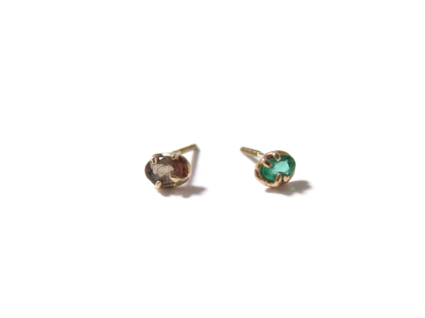 14K EMERALD + ANDALUSITE EARRINGS