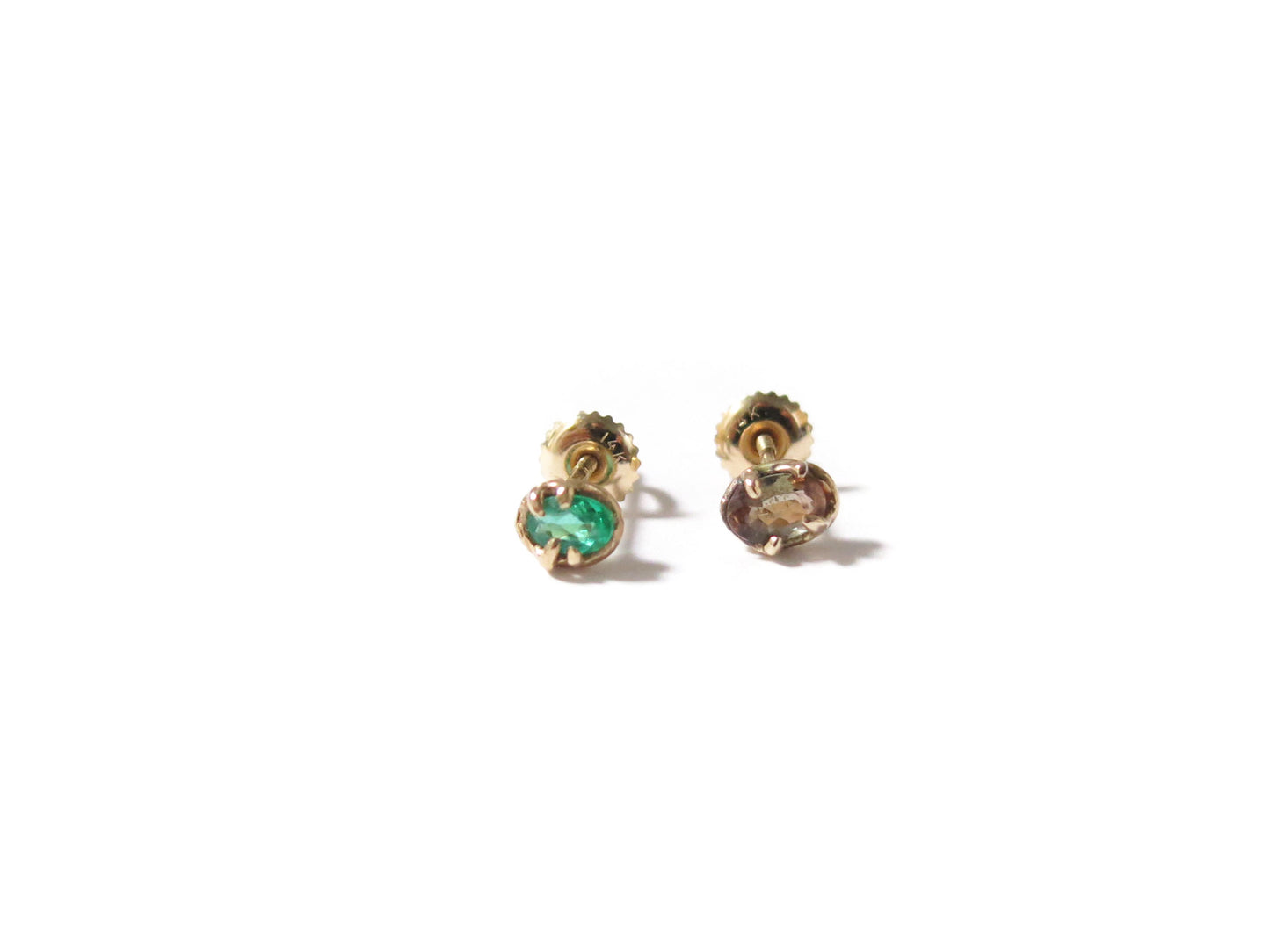 14K EMERALD + ANDALUSITE EARRINGS