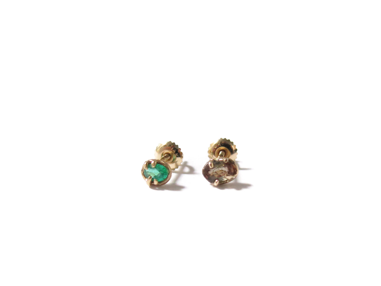 14K EMERALD + ANDALUSITE EARRINGS