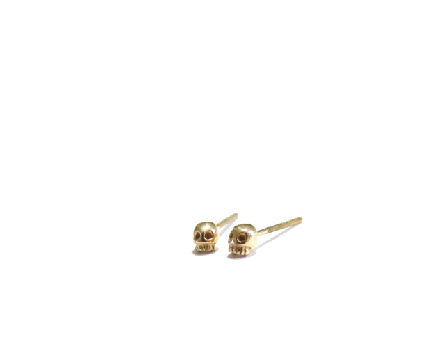 14K MICRO SKULL STUDS - DIAMOND EYES
