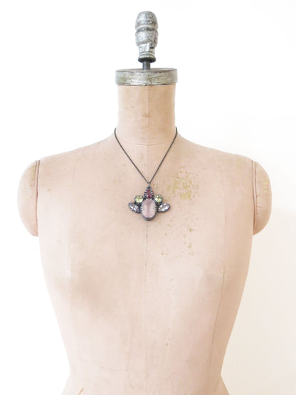 ROSE QUARTZ + PINK SAPPHIRE + LEMON QUARTZ + AMETHYST PENDANT