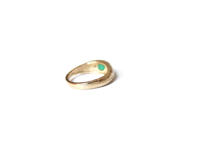 14K EMERALD & YELLOW DIAMONDS RING