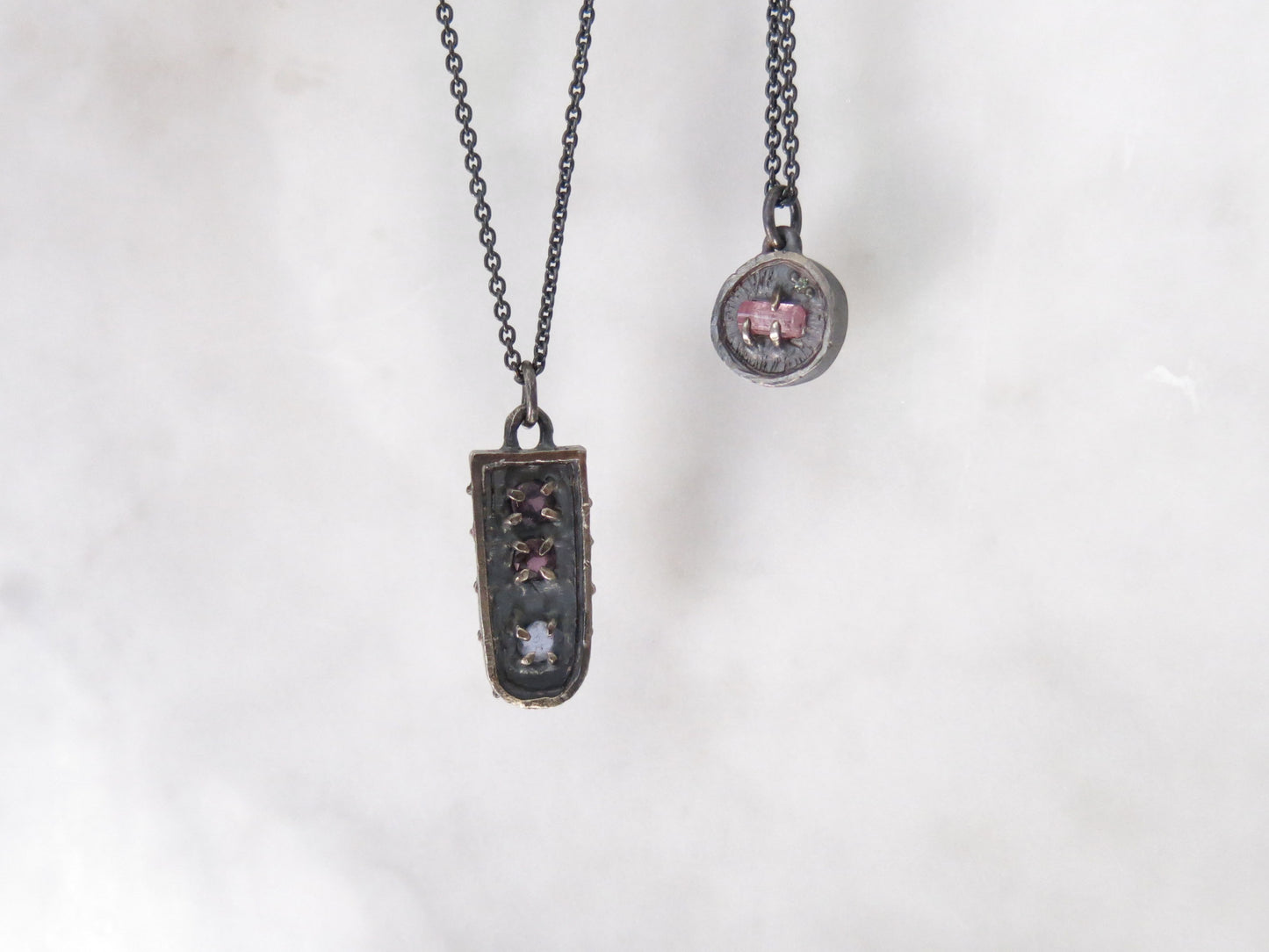 PINK TOURMALINE & MINT SAPPHIRE PENDANT
