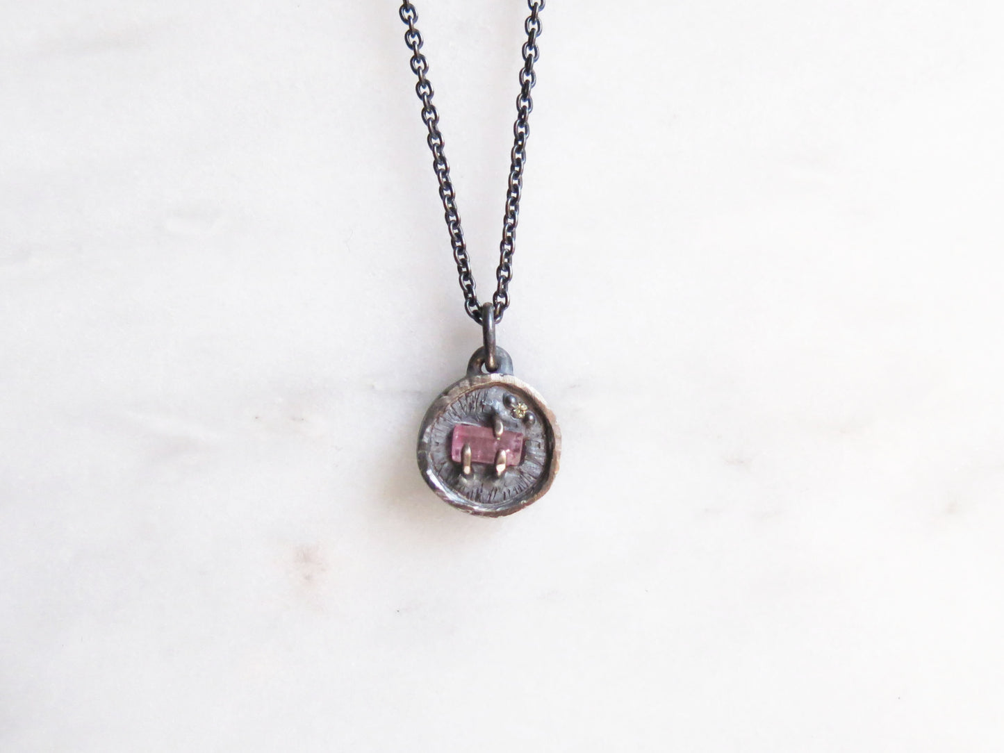 PINK TOURMALINE & MINT SAPPHIRE PENDANT